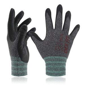 DEX FIT Touchscreen Capable Medium-Duty Nitrile Work Gloves FN330 with Spandex for Strong Grip and Protection; 3D-Comfort Fit Around Hands; All-Purpose Utility Gloves; Lightweight; Machine Washable, Black Grey L (9) 3 Pairs