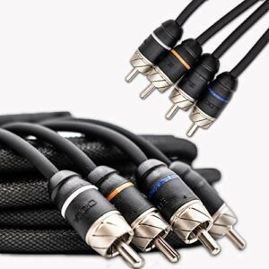 Elite Audio Premium Series 100% OFC Copper RCA Interconnects Stereo Cable, 4 Channel 15' Cord (4 x RCA Male to 4 x RCA Male Audio Cable, Double-Shielded with Noise Reduction, 15 Feet Long)