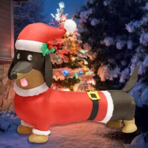 Joiedomi 5FT Long Wiener Dog Christmas Inflatable, Self-Inflatable with Suit for Dachshund Blow Up Yard Decoration, Indoor Outdoor Yard Garden Christmas Decoration and Christmas Outdoor Decoration