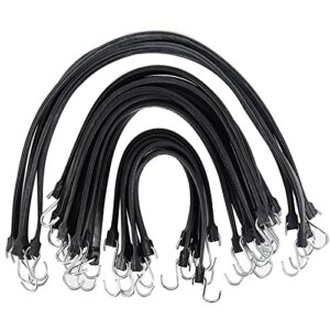 XSTRAP STANDARD Multiple Size Natural Rubber Tarp Bungee Straps Tie Down Cords with S Hooks Heavy Duty Ideal for Securing Tarps - 20 Pack
