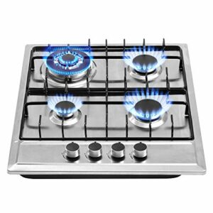24″x20″ Built in Gas Cooktop 4 Burners Stainless Steel Stove with NG/LPG Conversion Kit Thermocouple Protection and Easy to Clean (20Wx24L)