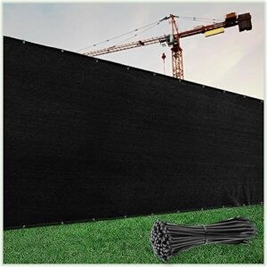 ColourTree 5' x 50' Black Fence Privacy Screen Windscreen Cover Fabric Shade Tarp Netting Mesh Cloth - Commercial Grade 170 GSM - Cable Zip Ties Included - We Make Custom Size