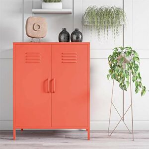 Novogratz Cache 2 Door Metal Locker Storage, Orange Cabinet