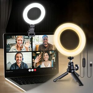 Ring Light for Computer Video Conference Lighting - Laptop Ring Light with Clip and Tripod for Zoom Meeting, Video Calls, Webcam Lighting, Online Learning, Live Streaming, Self Broadcasting