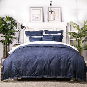 Elegant Life Home Denim Dark Blue Duvet Cover 100% Cotton Washed Soft Bedding with Button Closure Corner Ties ( 1 pc, California King Size 108'' x 96'' )