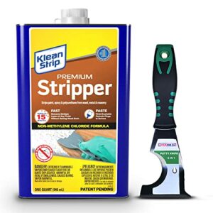 Klean Strip Premium Stripper Epoxy Polyurethane Varnish and Paint Remover for Wood Metal and Masonry- Engine Paint Remover- Furniture Stripper-Available with Centaurus AZ Flexible Putty Knife-1 QT