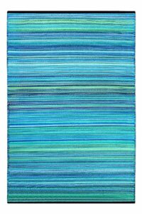 Green Decore Weaver Premium Grade Stain Proof Reversible Plastic Outdoor Rug(4 x 6, Turquoise Blue)