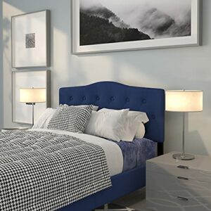EMMA + OLIVER Tufted Upholstered Full Size Headboard in Navy Fabric