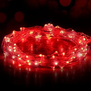 Ariceleo USB Powered Fairy Lights, 50 led 16 ft. USB Copper Wire USB String Lights for Bedroom Christmas Decoration Wedding Party Firefly Lights (Red,1 Pack)