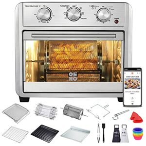 OHHO Air Fryer Toaster Oven, Oil Free, Round Knobs with 6 Preset Functions for 1700W Air Fry Oven, Temperature Control, Auto Shut Off, Dishwasher Safe, with 200+ Digital Recipes (22L Air Fryer Stainless Steel)