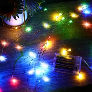 Ariceleo Led Fairy Lights Battery Operated, 1 Pack Mini Battery Powered Copper Wire Starry Fairy Lights for Bedroom, Christmas, Parties, Wedding, Centerpiece, Decoration (5m/16ft Multi-Colored)