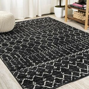 JONATHAN Y MOH101D-8 Moroccan Hype Boho Vintage Diamond Indoor Area-Rug Bohemian Easy-Cleaning Bedroom Kitchen Living Room Non Shedding, 8 X 10, Black/Ivory
