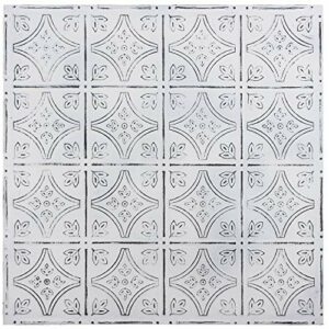 Holydecot Tin Wall Tiles 24x24 Nail-Up, Stair Risers, Metal Ceiling Tiles, 5 Pack (Antique White)