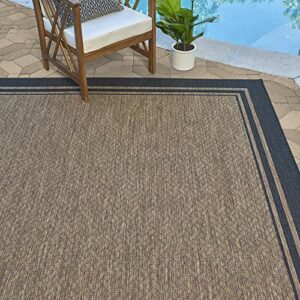 Gertmenian 21359 Nautical Tropical Carpet Outdoor Patio Rug, 8x10 Large, Border Black