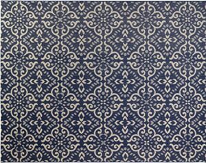 Gertmenian 21571 Outdoor Rug Freedom Collection Nautical Themed Smart Care Deck Patio Carpet 8x10 Large, Floral Medallion Navy Blue