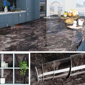 Livelynine 197 X 36 Inch Wide Black Marble Contact Paper for Desk Kitchen Countertop Peel and Stick Removable Wallpaper Marble Waterproof Counter Top Laminates Bathroom Vanity Walls Table Cover