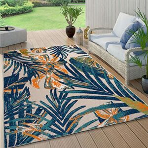 Rugshop Tropical Floral Leaves Indoor/Outdoor Area Rug 5' x 7' Multi