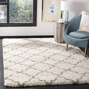 SAFAVIEH Hudson Shag Collection 8' x 10' Ivory/Grey SGH282A Moroccan Trellis Non-Shedding Living Room Bedroom Dining Room Entryway Plush 2-inch Thick Area Rug