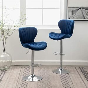 Roundhill Furniture Ellston Upholstered Adjustable Swivel Barstools in Blue, Set of 2