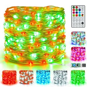Brizled RGB Christmas Lights, 100 LED 33ft Color Changing Fairy Lights, Red & White Christmas Lights with Remote, USB Powered Red Green Christmas Twinkle Lights for Xmas Halloween Indoor Party Decor